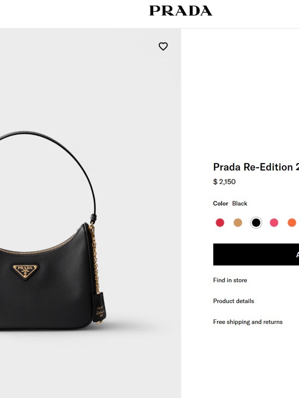 Prada Black Saffiano Leather Shoulder Bag - Picture 2 of 2